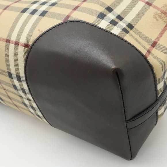 BURBERRY Shadow Horse Nova Check Tote Bag Shoulder PVC Leather Beige Dark Brown - Picture 4 of 10